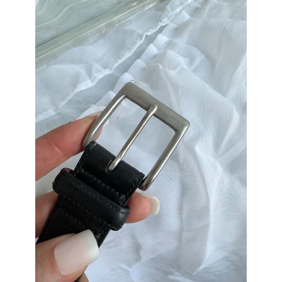 Coach Mens 38 Calfskin Leather Belt Size 38 Black Silver Tone Brass Buckle. - Picture 3 of 6